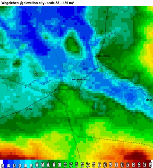 Wegeleben elevation map