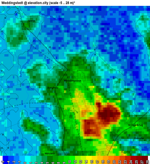 Weddingstedt elevation map