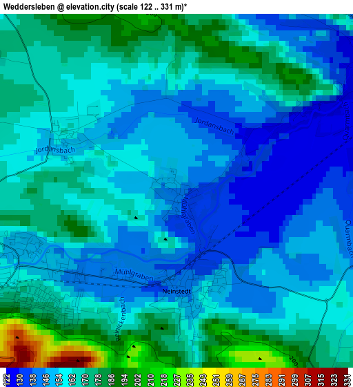 Weddersleben elevation map