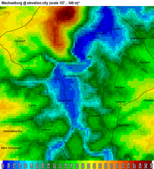 Wechselburg elevation map