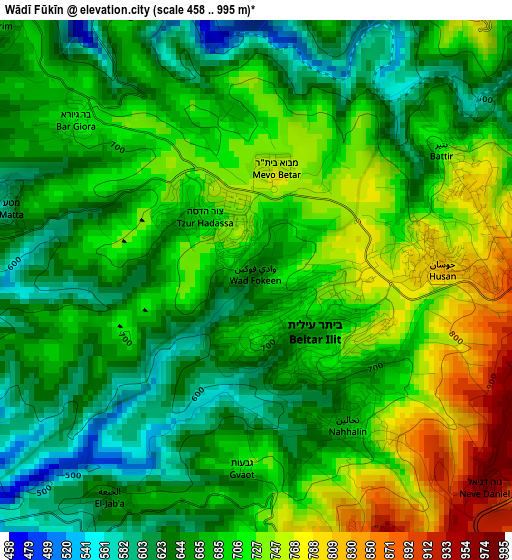 Wādī Fūkīn elevation map