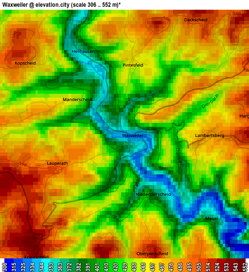 Waxweiler elevation map