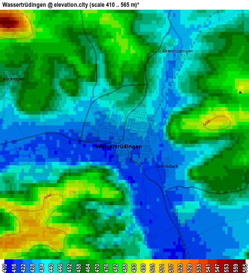 Wassertrüdingen elevation map