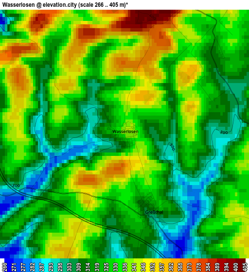 Wasserlosen elevation map