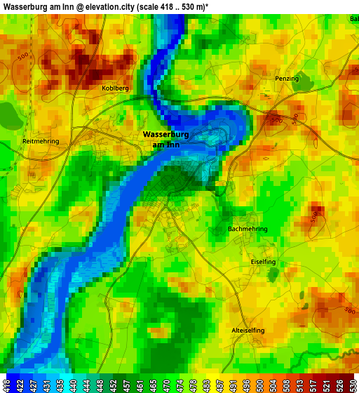 Wasserburg am Inn elevation map