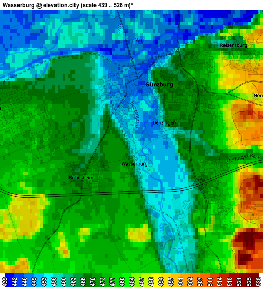 Wasserburg elevation map