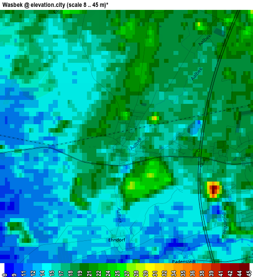 Wasbek elevation map