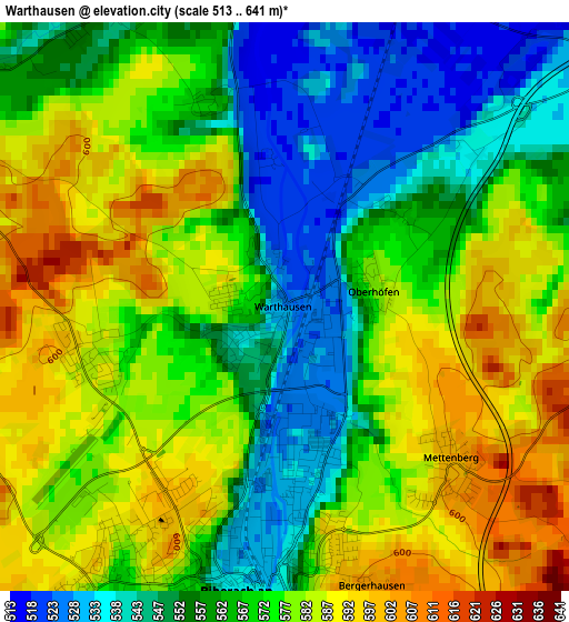 Warthausen elevation map