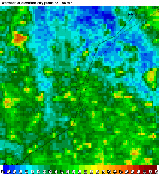 Warmsen elevation map