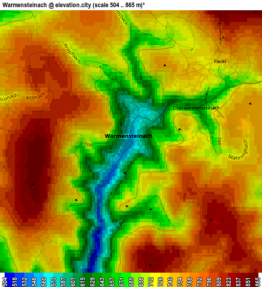 Warmensteinach elevation map