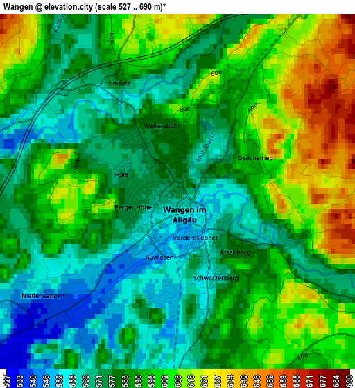 Wangen elevation map