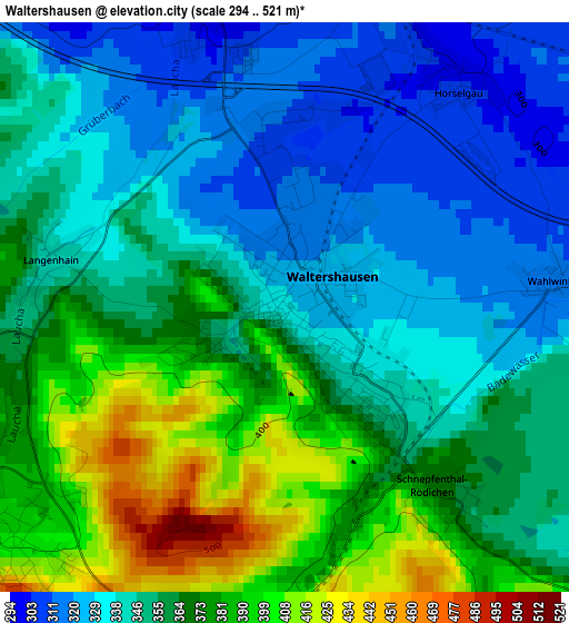 Waltershausen elevation map