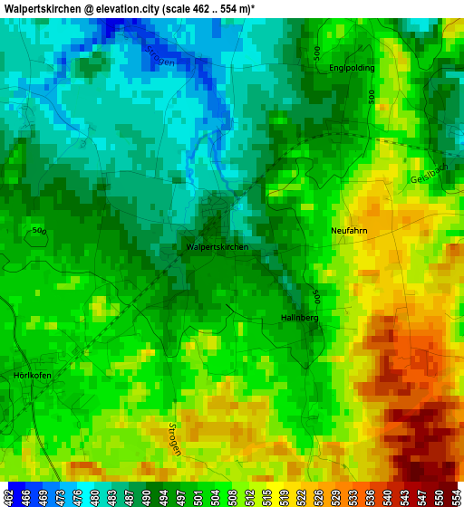 Walpertskirchen elevation map