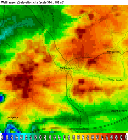 Wallhausen elevation map