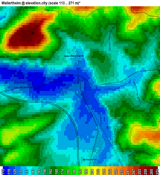 Wallertheim elevation map