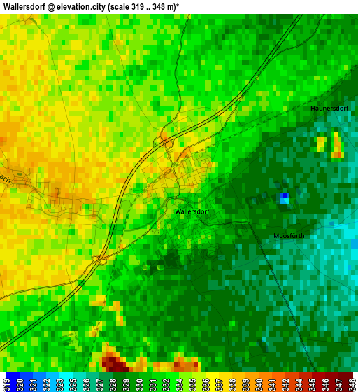 Wallersdorf elevation map