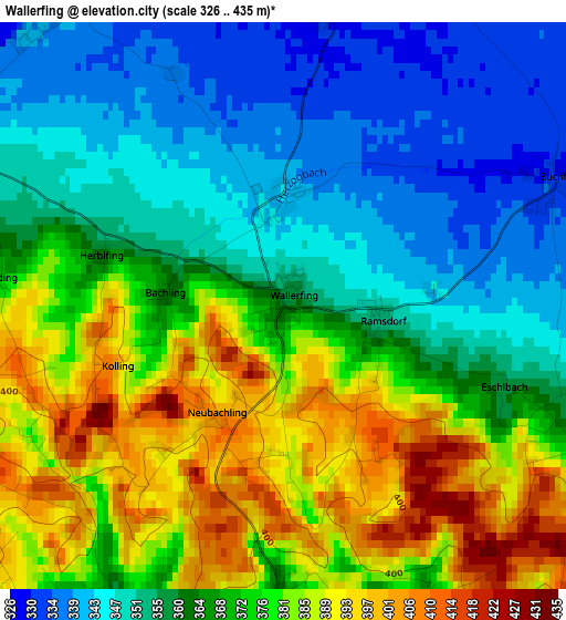 Wallerfing elevation map