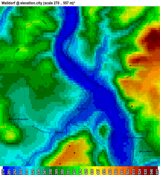 Walldorf elevation map