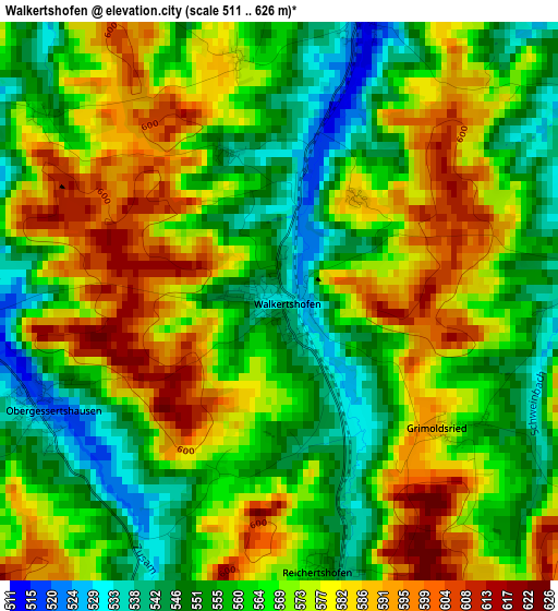 Walkertshofen elevation map