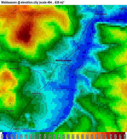 Waldsassen elevation map