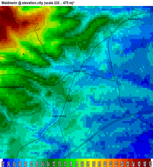 Waldmohr elevation map