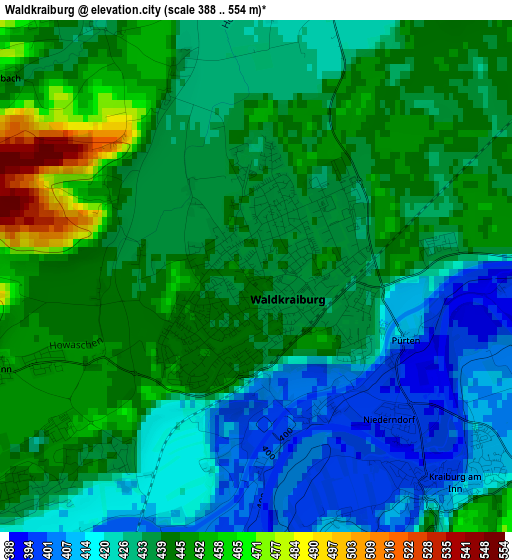 Waldkraiburg elevation map