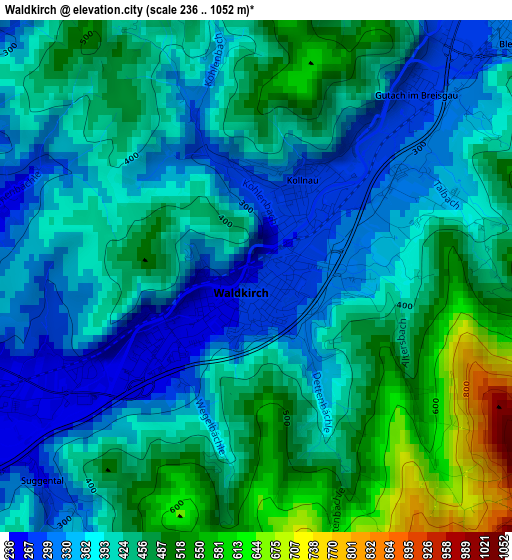 Waldkirch elevation map