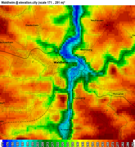 Waldheim elevation map