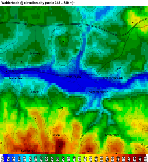 Walderbach elevation map