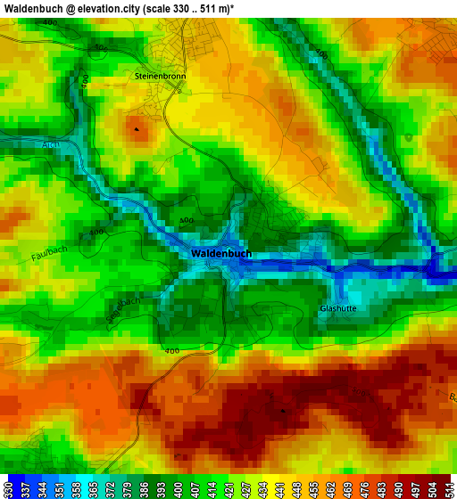 Waldenbuch elevation map