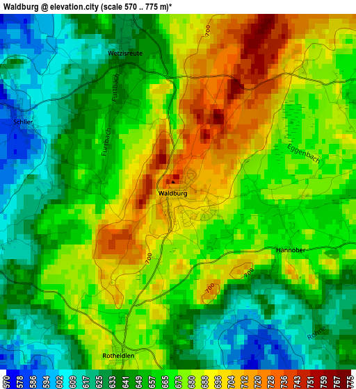 Waldburg elevation map