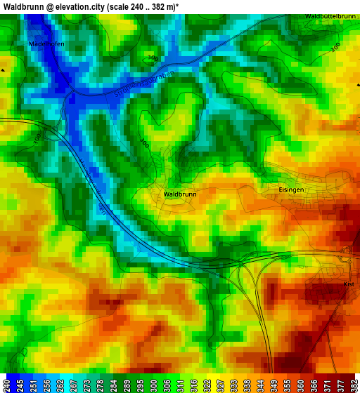 Waldbrunn elevation map