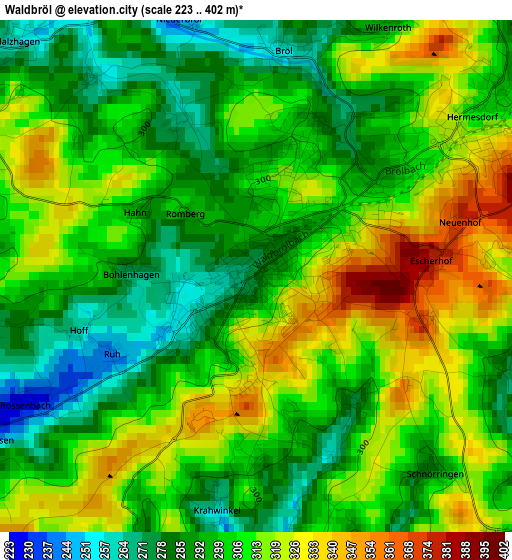 Waldbröl elevation map