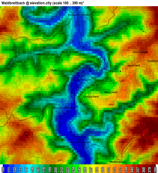 Waldbreitbach elevation map