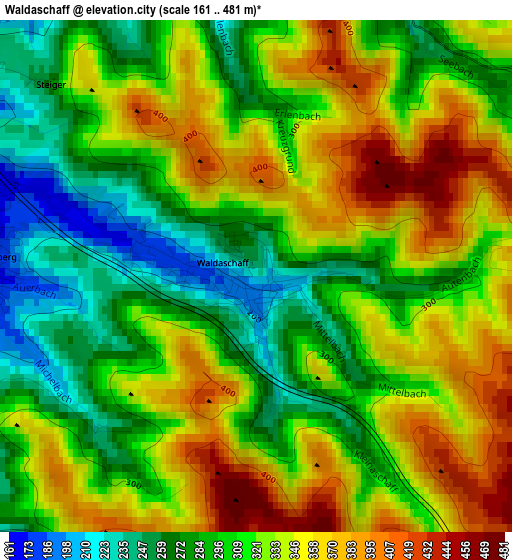 Waldaschaff elevation map