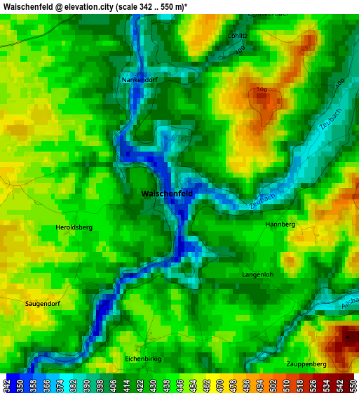 Waischenfeld elevation map