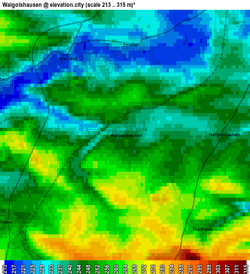 Waigolshausen elevation map