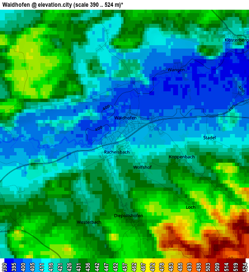 Waidhofen elevation map