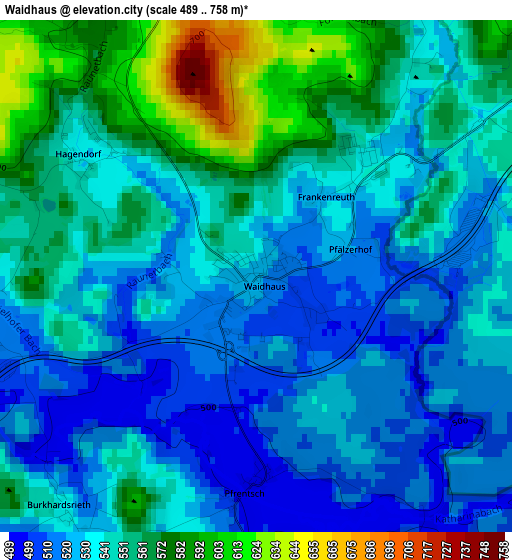 Waidhaus elevation map