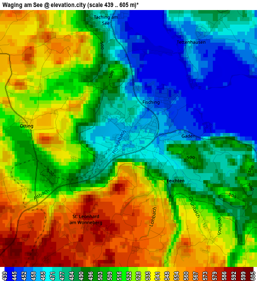 Waging am See elevation map