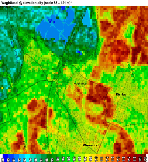 Waghäusel elevation map