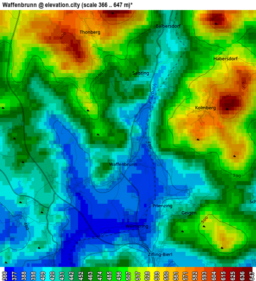 Waffenbrunn elevation map