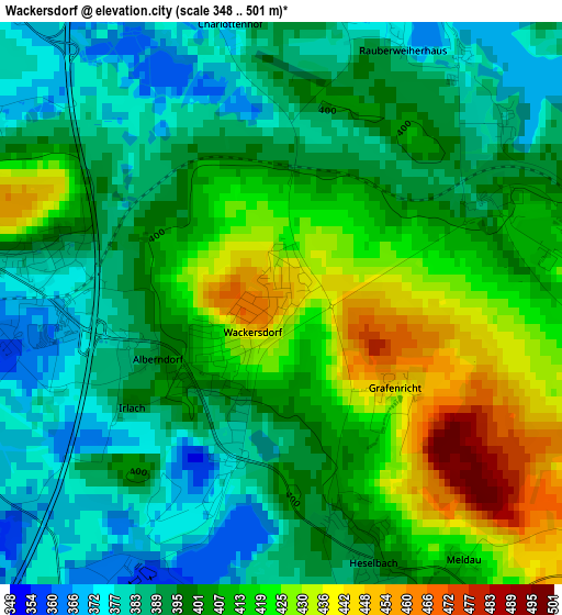 Wackersdorf elevation map