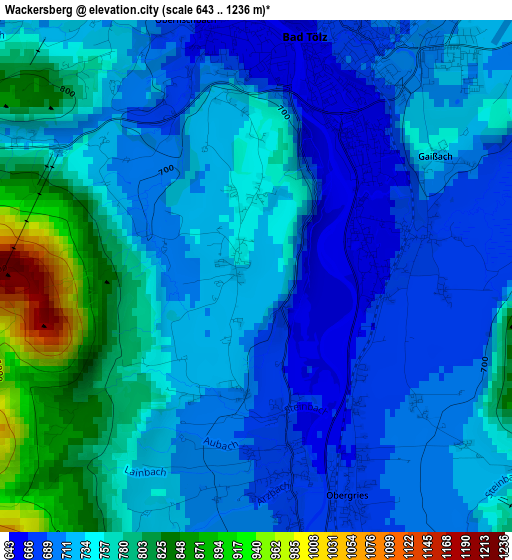 Wackersberg elevation map