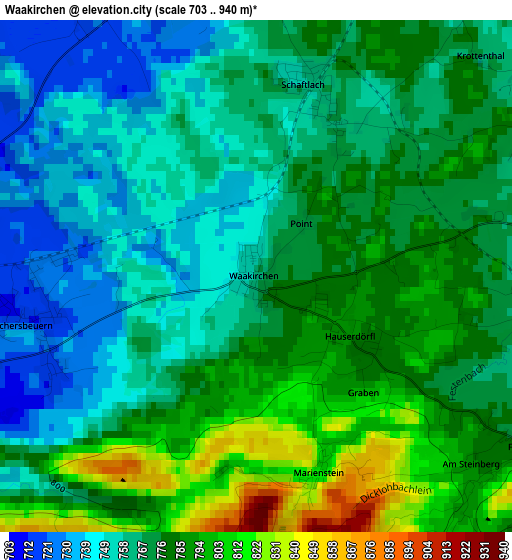Waakirchen elevation map