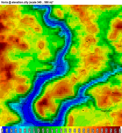 Vorra elevation map