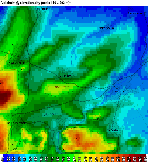 Volxheim elevation map