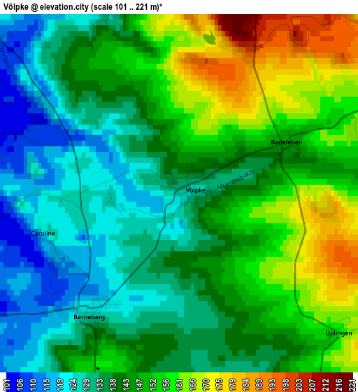 Völpke elevation map