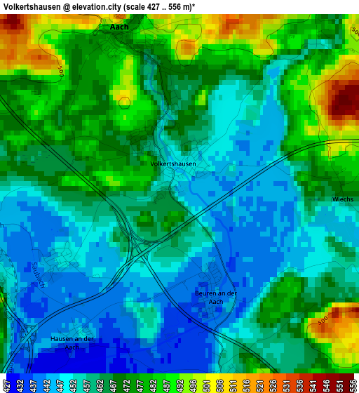 Volkertshausen elevation map