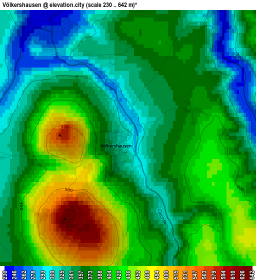 Völkershausen elevation map